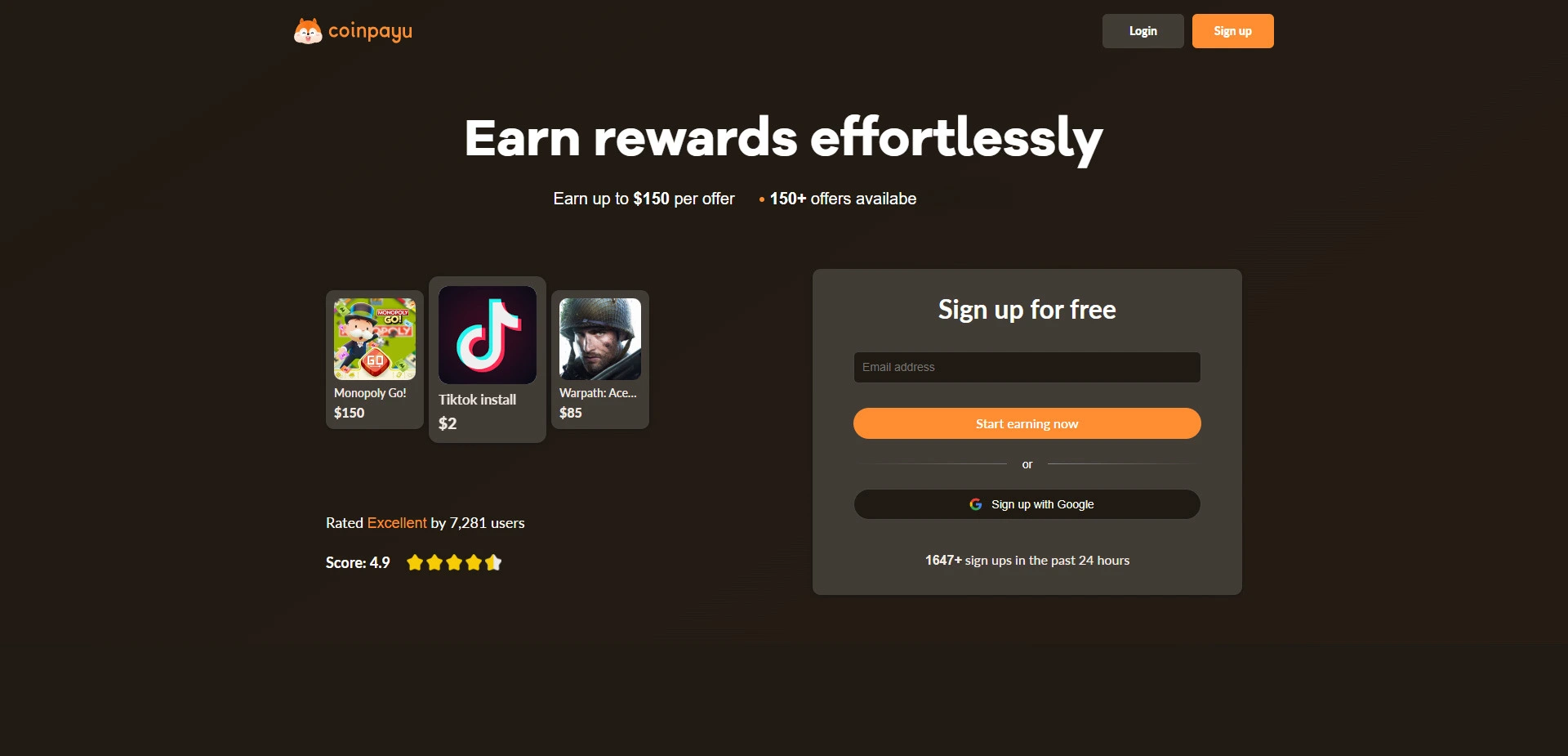 Coinpayu website screenshot