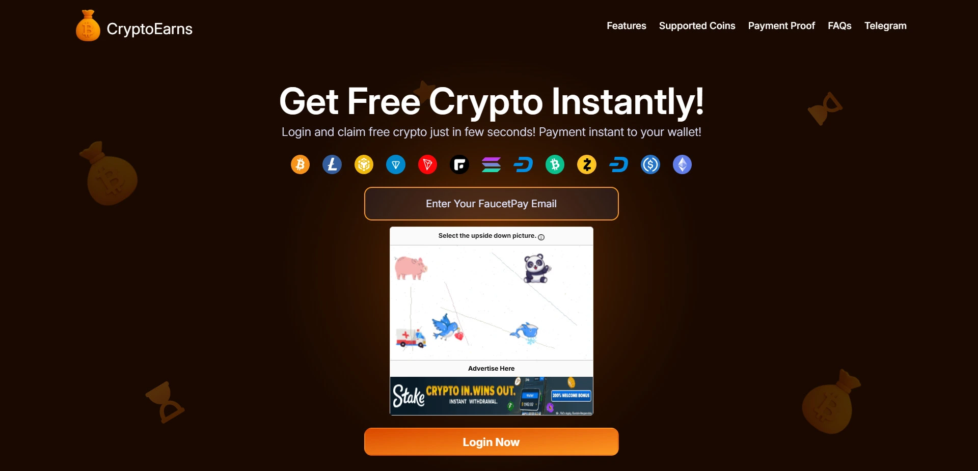 Cryptoearns website screenshot