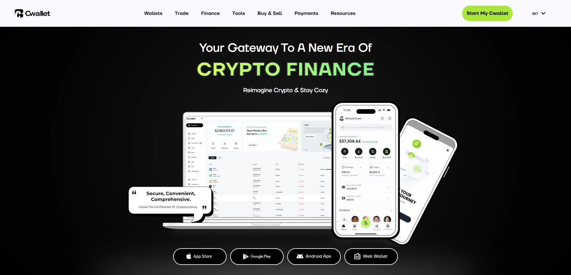 Cwallet website screenshot
