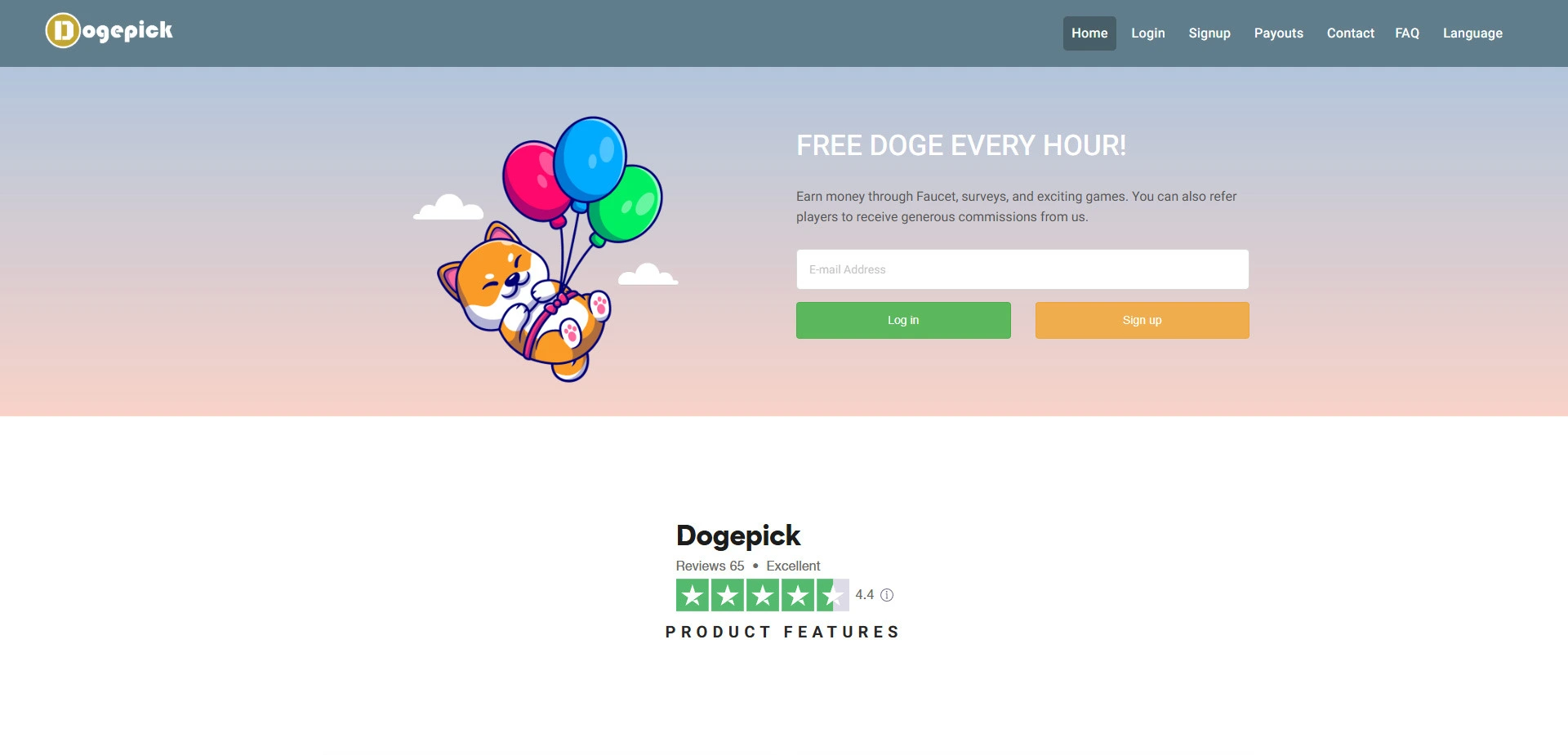 Dogepick website screenshot