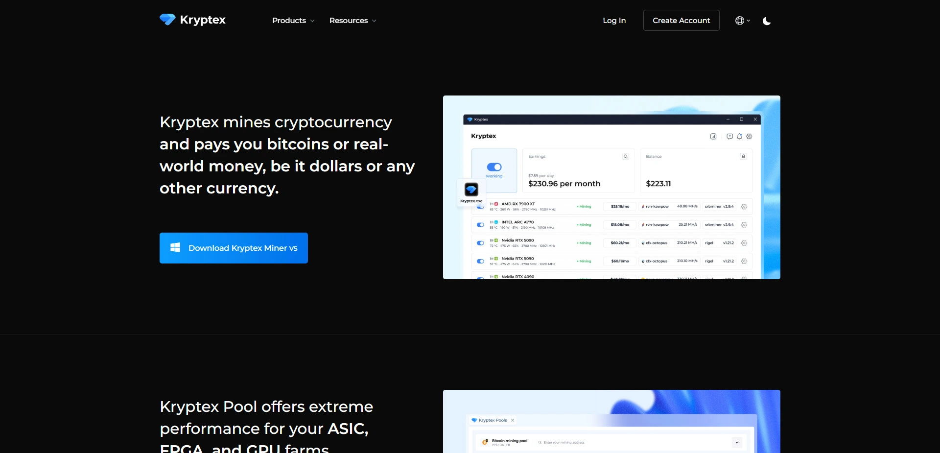 Kryptex website screenshot