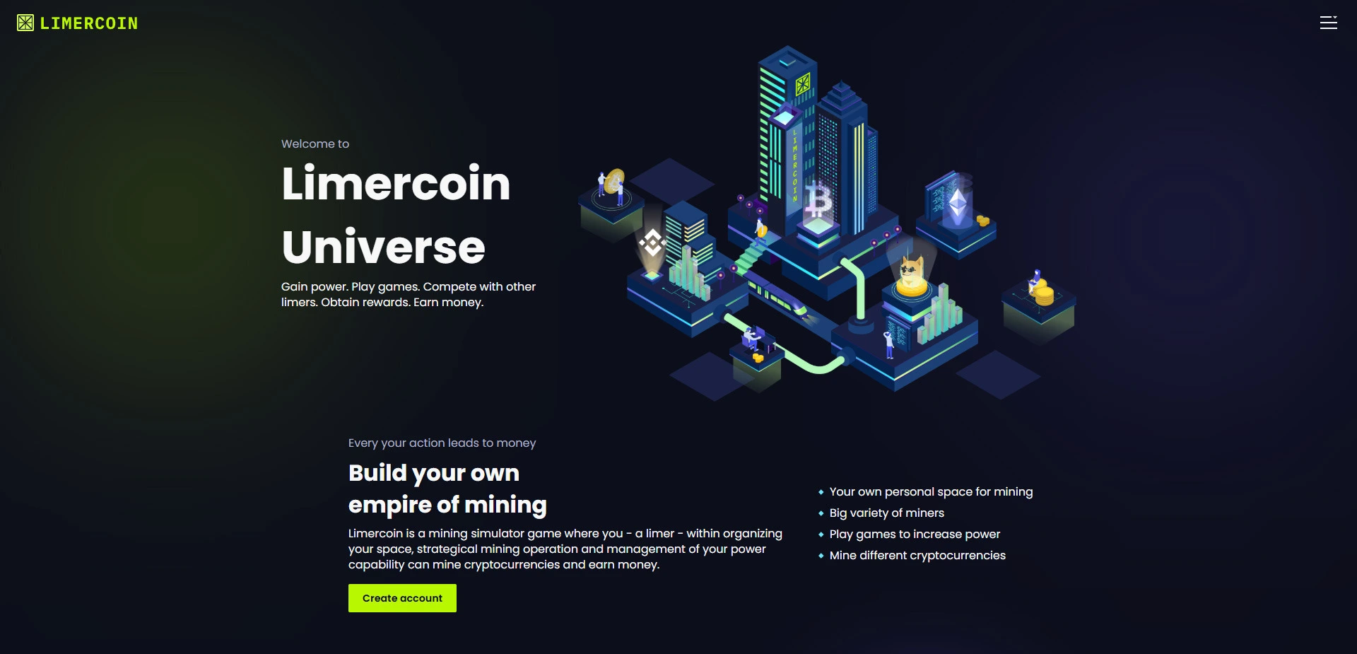 Limercoin website screenshot