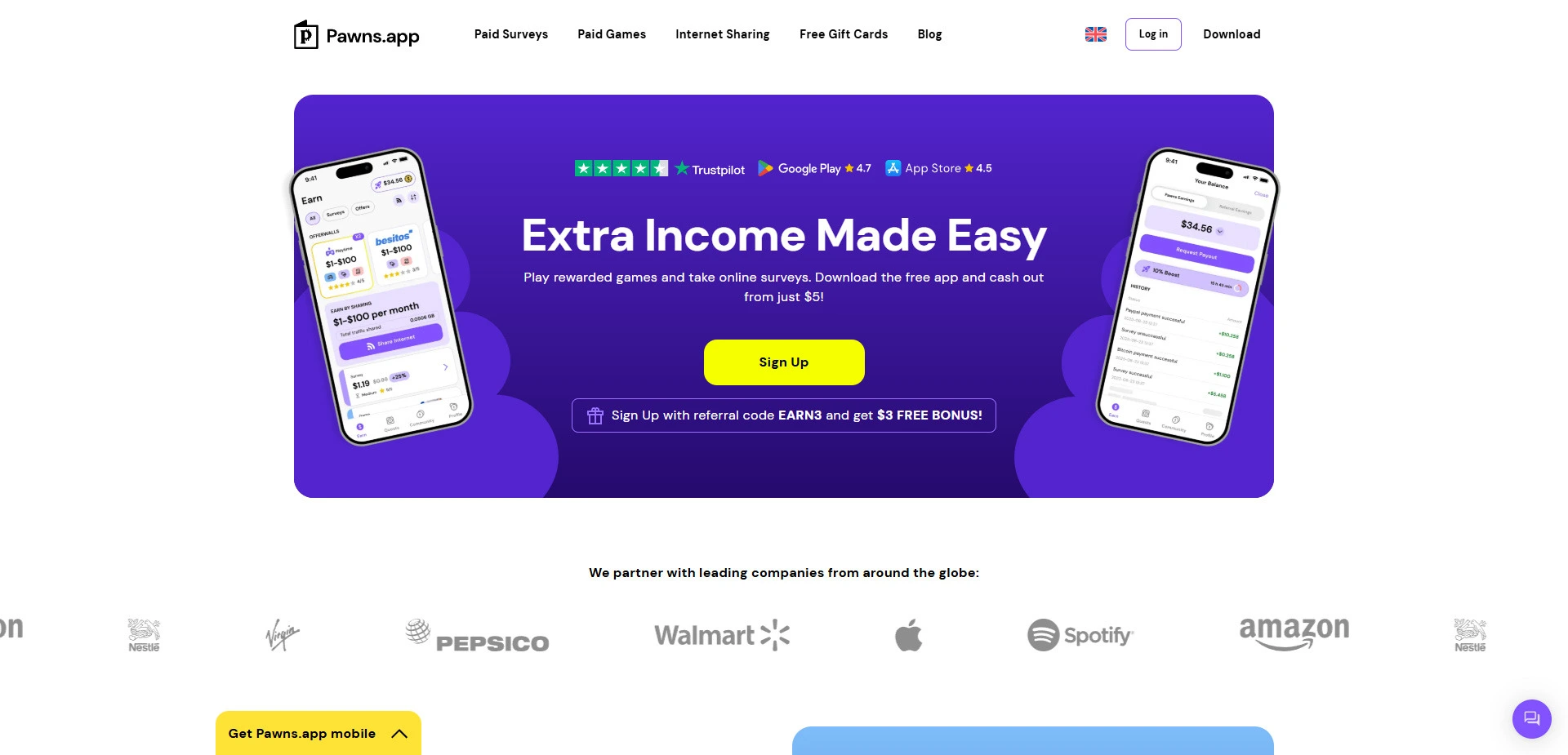 Pawns website screenshot