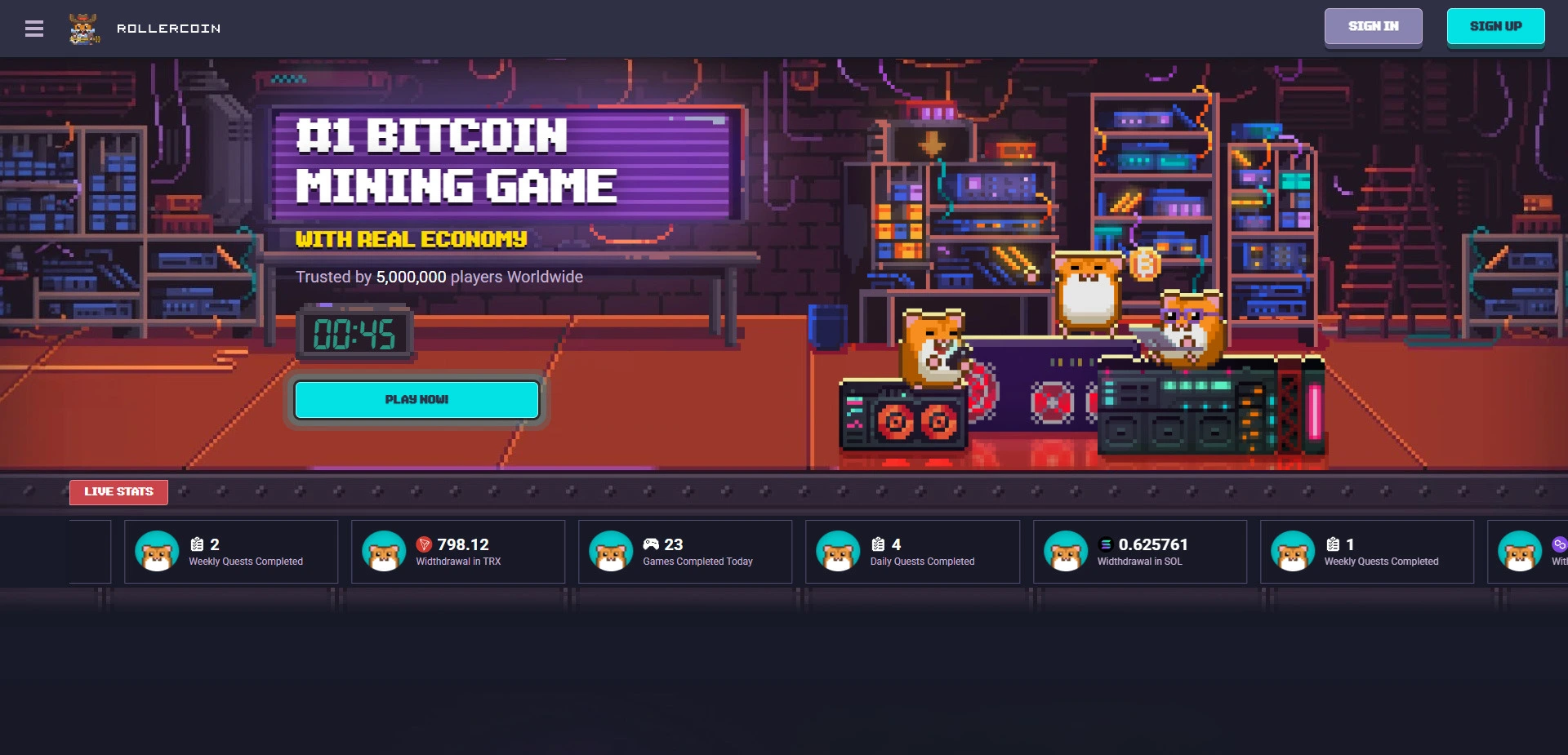 Rollercoin website screenshot