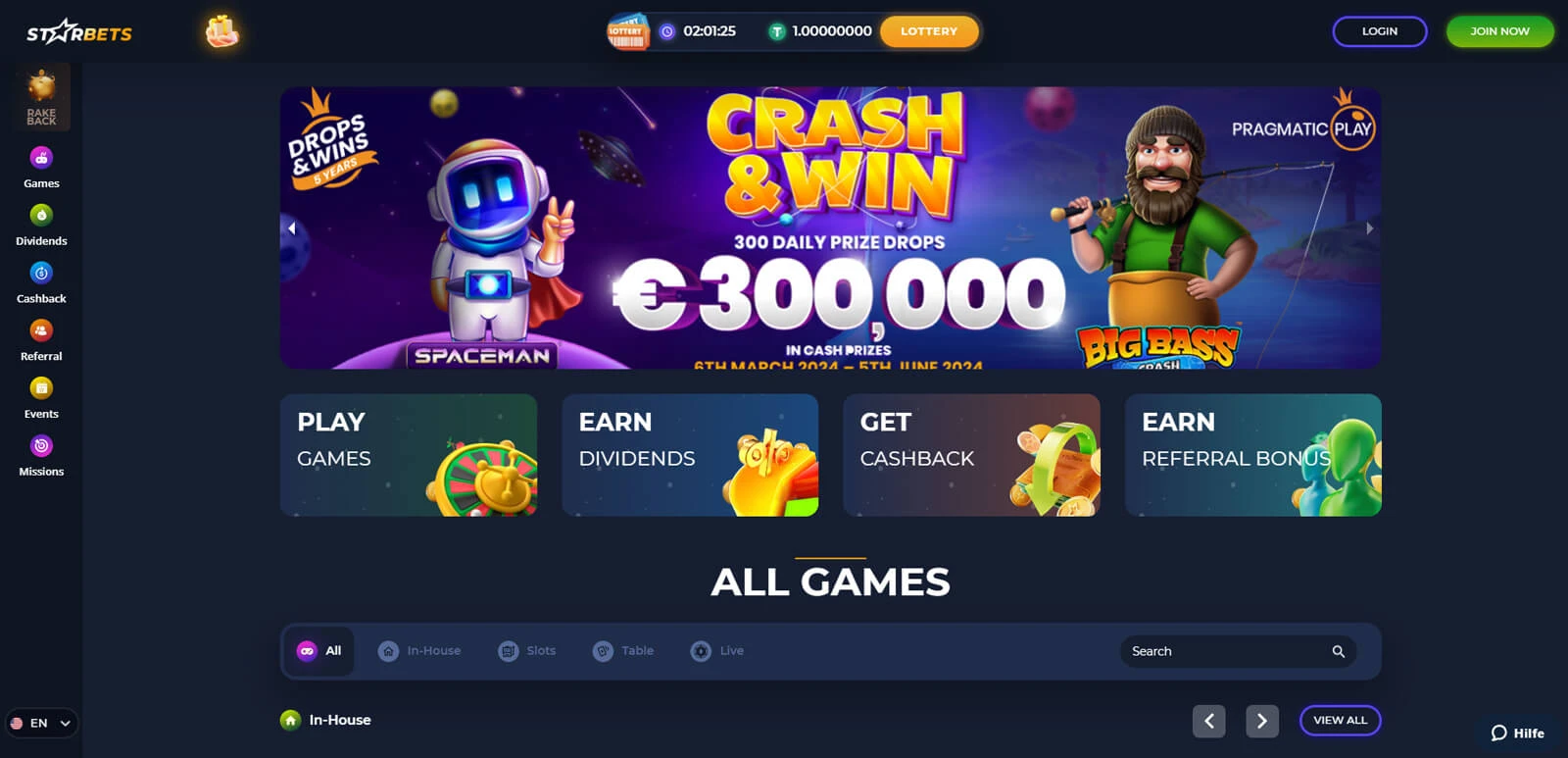 StarBets website screenshot