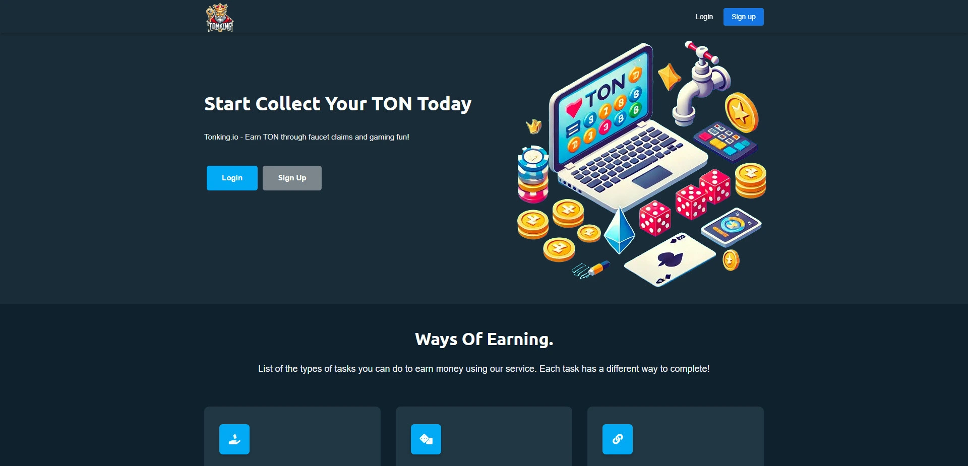 Tonking website screenshot