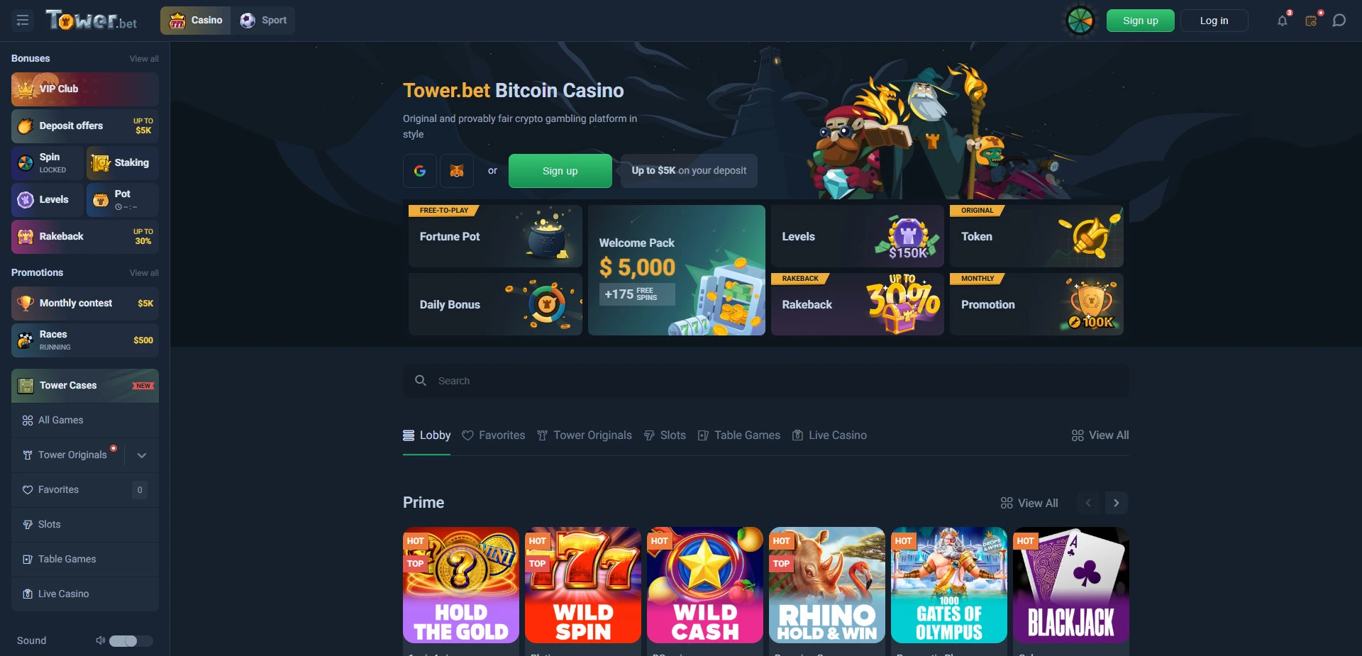 Towerbet website screenshot