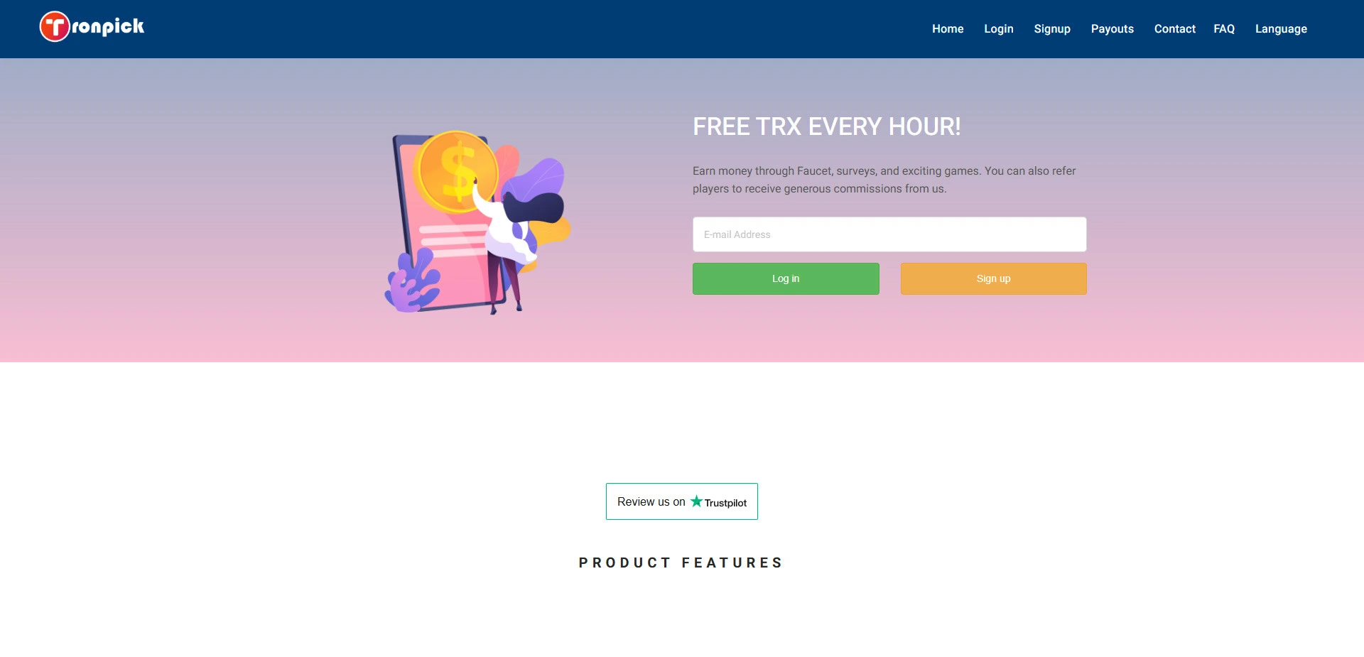 Tronpick website screenshot